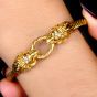 18K Yellow Gold Lion Head Ruby Diamond Bangle Bracelet