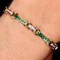 18K Yellow Gold Emerald & Diamond Tennis Bracelet