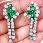 Emerald & Diamond 9.00cts Statement Drop 18K White Gold Earrings 