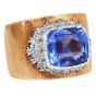  Buccellati Vintage Certified 3.50ct Ceylon Sapphire 18K Gold Ring |Dover Jewelry|