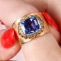  Buccellati Vintage Certified 3.50ct Ceylon Sapphire 18K Gold Ring |Dover Jewelry|