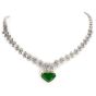 Vintage Riviera Diamond Emerald Heart Platinum Necklace