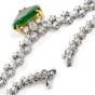 Vintage Riviera Diamond Emerald Heart Platinum Necklace