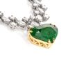 Vintage Riviera Diamond Emerald Heart Platinum Necklace