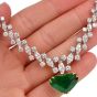Vintage Riviera Diamond Emerald Heart Platinum Necklace
