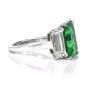 Three Stone Rectangular Emerald Diamond Platinum Ring 