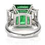 Three Stone Rectangular Emerald Diamond Platinum Ring 