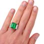 Three Stone Rectangular Emerald Diamond Platinum Ring 