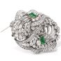 Vintage Boucheron Diamond Emerald Platinum Double Clip Lapel Brooch
