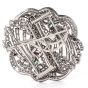 Vintage Boucheron Diamond Emerald Platinum Double Clip Lapel Brooch