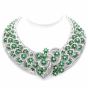 Remarkable Hand Crafted Diamond Emerald 18K Gold Collar Necklace 