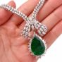GIA 17.18ct Pear Emerald & Diamond 18k Gold Necklace l Dover Jewelry Miami