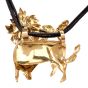 Estate Diamond Emerald Ruby Yellow Gold Iberian ‘Toro Bravo' Pendant Necklace 