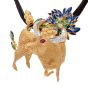 Estate Diamond Emerald Ruby Yellow Gold Iberian ‘Toro Bravo' Pendant Necklace 