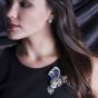 Vintage Natural Blue & Yellow Sapphire Floral Bouquet Platinum Lapel Brooch