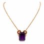 Gueblin Vintage Retro Amethyst Seed Pearl Gold Pendant Necklace