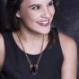 Gueblin Vintage Retro Amethyst Seed Pearl Gold Pendant Necklace