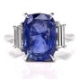 Estate Natural No Heat 9.07ct Ceylon Sapphire Trapezoid Diamond Platinum Ring