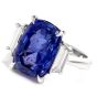 Estate Natural No Heat 9.07ct Ceylon Sapphire Trapezoid Diamond Platinum Ring