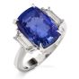 Estate Natural No Heat 9.07ct Ceylon Sapphire Trapezoid Diamond Platinum Ring