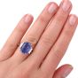 Estate Natural No Heat 9.07ct Ceylon Sapphire Trapezoid Diamond Platinum Ring