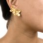  Angela Cummings 1980s Yellow Gold  Clip-on Flower Earrings