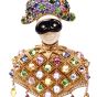 Nardi Moretto Antique multi-Gem yellow gold Arlecchino Lapel Brooch Pin