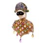Nardi Moretto Antique multi-Gem yellow gold Arlecchino Lapel Brooch Pin