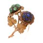 Buccellati Vintage Emerald Sapphire Yellow Gold Floral Pin Brooch 