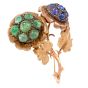 Buccellati Vintage Emerald Sapphire Yellow Gold Floral Pin Brooch 