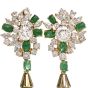 Estate Emerald 18K Yellow Gold Dangle Drop Clip Back Earrings 