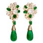 Estate Emerald 18K Yellow Gold Dangle Drop Clip Back Earrings 