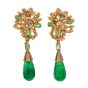 Estate Emerald 18K Yellow Gold Dangle Drop Clip Back Earrings 