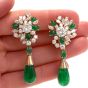 Estate Emerald 18K Yellow Gold Dangle Drop Clip Back Earrings 