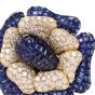Sabbadini Invisible Mystery Set Sapphire Diamond Flower Brooch Pin
