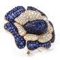 Sabbadini Invisible Mystery Set Sapphire Diamond Flower Brooch Pin