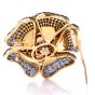 Sabbadini Invisible Mystery Set Sapphire Diamond Flower Brooch Pin