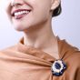 Sabbadini Invisible Mystery Set Sapphire Diamond Flower Brooch Pin
