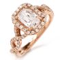 Diamond Twisted 18K Gold Halo Engagement Ring   