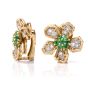 Vintage Floral Diamond Emerald 18K Gold Clip-Back Earrings