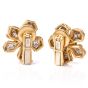 Vintage Floral Diamond Emerald 18K Gold Clip-Back Earrings