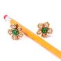 Vintage Floral Diamond Emerald 18K Gold Clip-Back Earrings