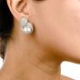 Estate 7.50cts Diamond Pearl Tear Drop Clip On 18K White Gold Earrings