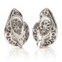 Estate Diamond Pearl Tear Drop Clip On 18K White Gold Earrings