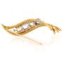 Estate Yellow Blue Sapphire Diamond 18K Gold Scroll Pin Brooch