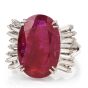 Estate Natural Ruby No Heat Diamond Platinum Cocktail Ring
