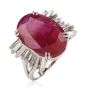 Estate Natural Ruby No Heat Diamond Platinum Cocktail Ring