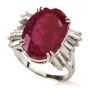 Estate Natural Ruby No Heat Diamond Platinum Cocktail Ring