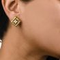 Estate Diamond 18K Yellow Gold Hoop Dangle Clip On Day & Night Earrings 