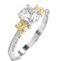 Tacori Three Stone GIA Yellow Diamond Heart Platinum 18K Engagement Ring